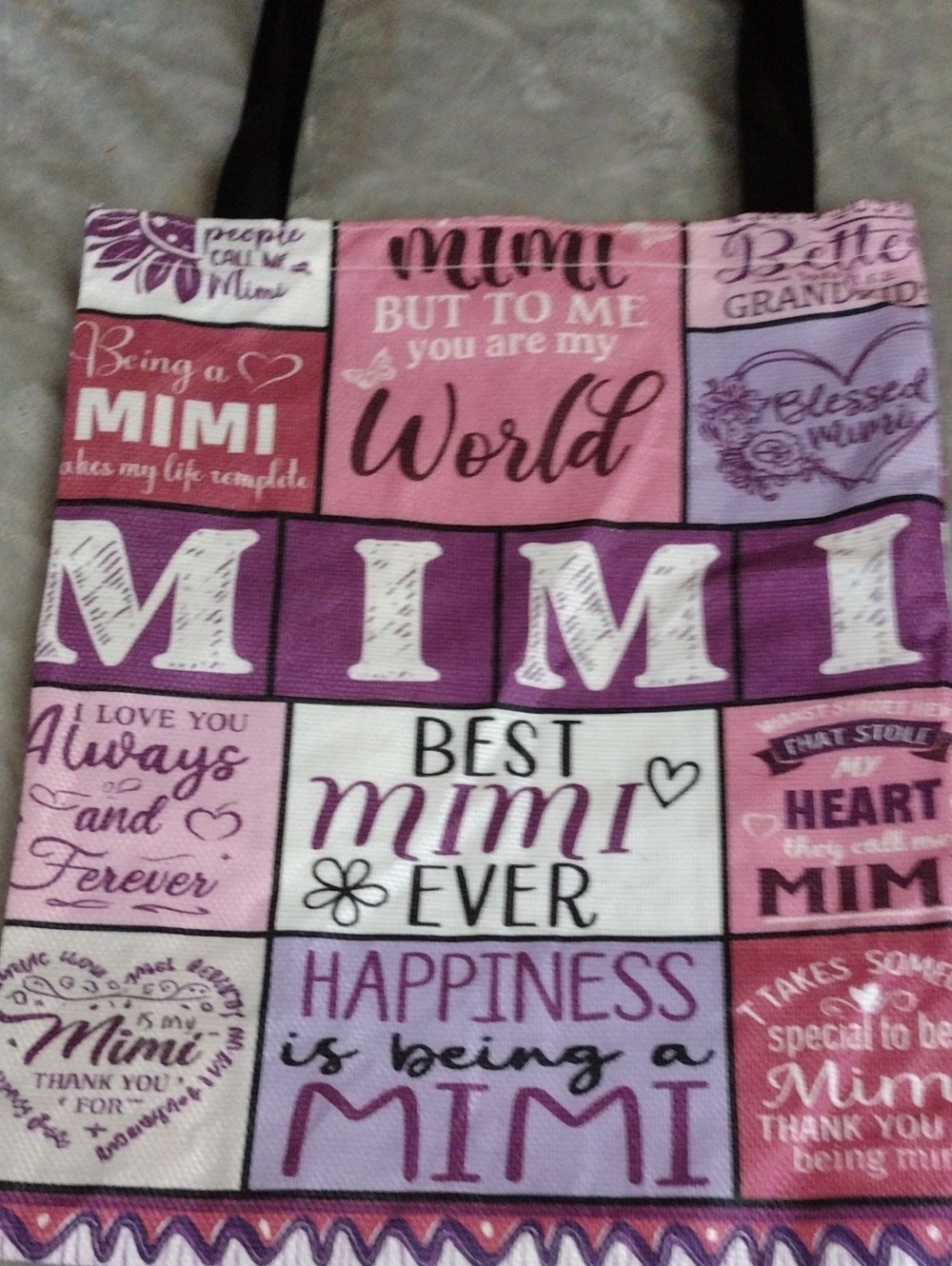 Pink & Purple 'Best Mimi Ever' Patchwork Tote Bag